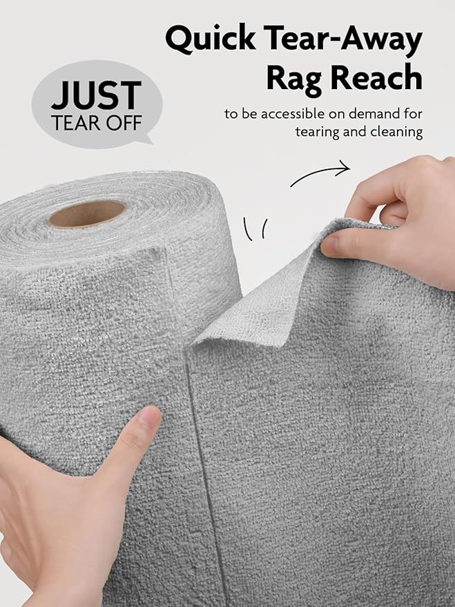 Fantasticlean Microfiber Cleaning Cloth Roll -90 Pack, Tear Away Microfiber Towels, 12" x 12", Reusable, Washable, Scratch Free, Ultra Absorbent Dish Rags for Car, Home, Garage or Shop (Grey)-Ruum Studio Home