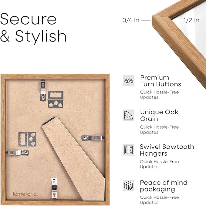 Homeforia 8.5x11 Diploma Frame Wood, High End Natural Oak 8.5x11 Certificate Frames, 11x8.5 Document Frames for Wall or Tabletop, 8.5 by 11 Award Light Wooden Frame, Tempered Glass, Wall Kit, Set of 1-Ruum Studio Home