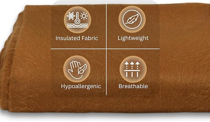 Alpaca Wool Throw Blanket | Warm, Ultra-Soft, Breathable, Non-Itchy Blanket-Throw | Hypoallergenic and Beautiful Fabric (Camel)-Ruum Studio Home