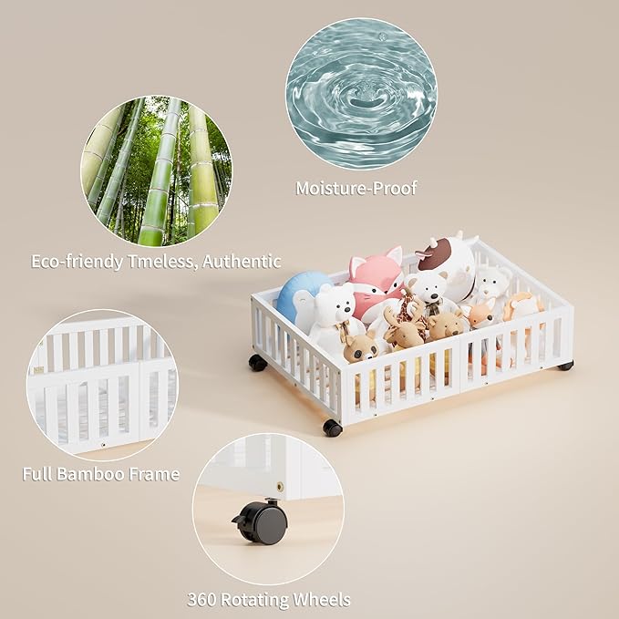 Bamboo Under Bed Storage with Wheels (2-Pack) – Rolling Underbed Shoe Organizer Box for Shoes, Blankets, Toys, Clothes Container Space-Saving Organizer Bins for Bedroom, Closet, Dorm, Nursery-Ruum Studio Home