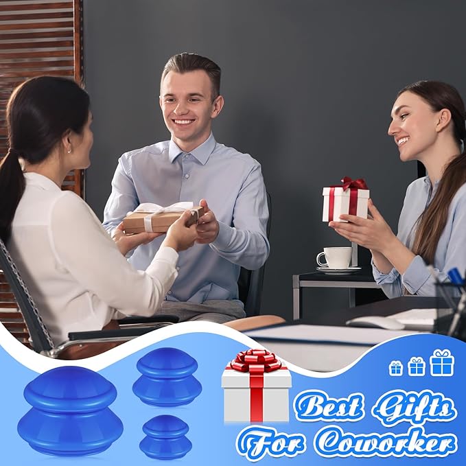 TrelaCo 6 Pcs Cupping Kit for Massage Therapy 3 Sizes Silicone Cupping Set Chinese Massage Therapy for Studio Household Cellulite Joint Pain Muscle Pain(Solid Blue)-Ruum Studio Home