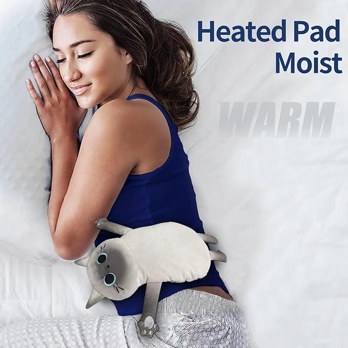 Microwave Heating Pad for Cramps Pain Relief, 22 * 13'' Moist Microwavable Stuffed Animal Period Menstrual Heating Pads for Back, Neck Shoulder and Knee, Big Siamese Cat-Ruum Studio Home