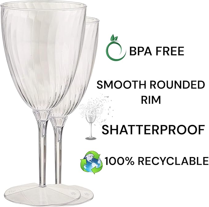 Oojami Elegant Plastic Champagne Flutes - 32 PCS, 7.8oz Disposable & Reusable Wine Glasses - Perfect for Home, Parties, Weddings, Birthdays & Celebrations (32, Clear)-Ruum Studio Home
