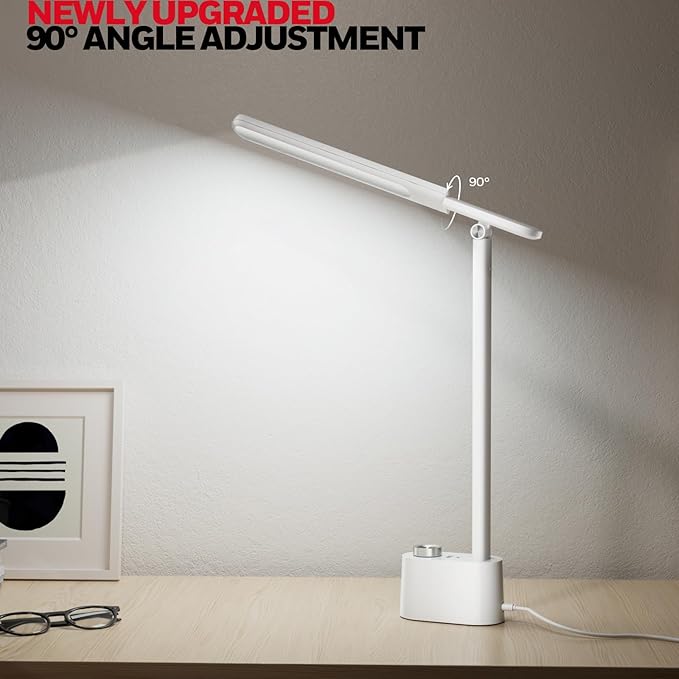 Honeywell Upgraded LED Desk Lamp - H01 Pro Sunturalux™ Foldable Desk Light with USB A+C Charging Port, 3 Color Modes Dimmable Table Lamp for Home Office Reading(White)-Ruum Studio Home