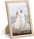 HAUS AND HUES 6x8 Natural Oak Wooden Picture Frame - 6x8 Poster Frame - Premium Oak, Vertical Hang, Shatterproof Plexiglass - Ideal for Home, Room, Office (6x8 in, Natural Oak)-Ruum Studio Home