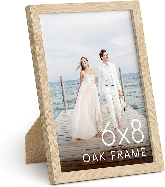 HAUS AND HUES 6x8 Natural Oak Wooden Picture Frame - 6x8 Poster Frame - Premium Oak, Vertical Hang, Shatterproof Plexiglass - Ideal for Home, Room, Office (6x8 in, Natural Oak)-Ruum Studio Home