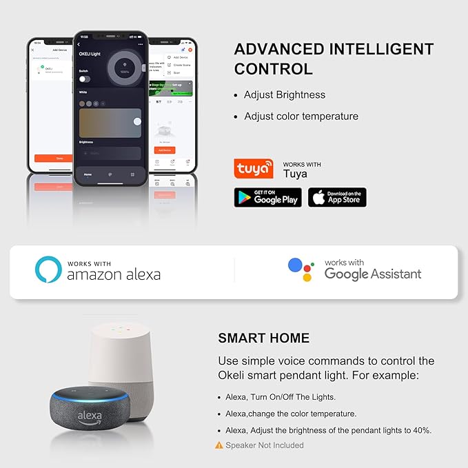 OKELI Smart Dimmable LED 5-Light Pendant Light for Kitchen Island, 18W 1350LM Modern Bubble Crystal Island Light Fixture with TUYA App & Voice Control, Adjustable 3000K-6000K, Electro-Chrome-Ruum Studio Home