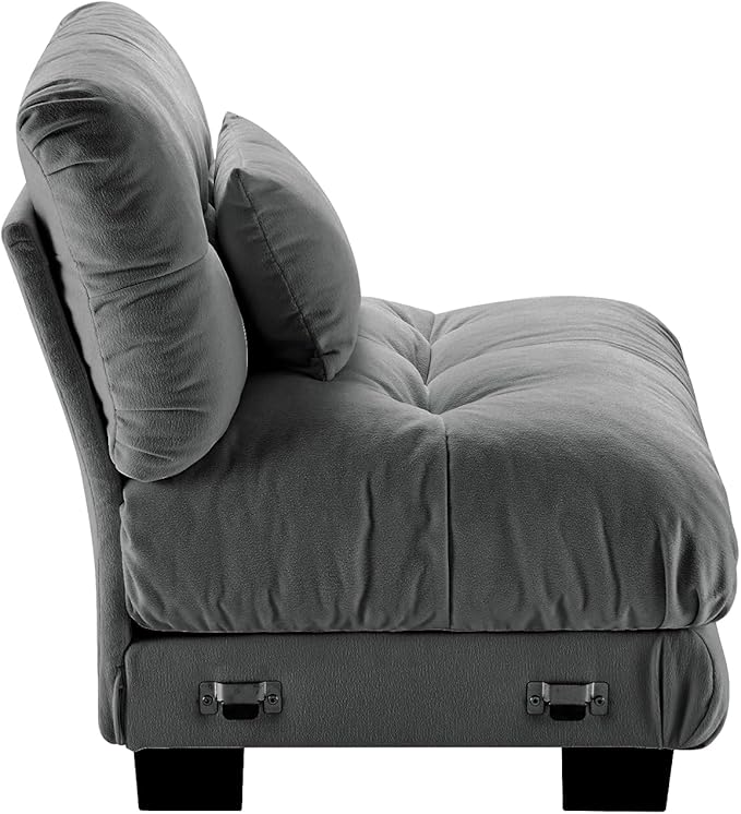 Armless Sofa W/1 Pillow - Gray-Ruum Studio Home