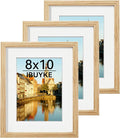 IBUYKE 8x10 Picture Frame,Set of 3,Solid Oak Wood 8x10 Photo Frame with Mat to 5x7,10x8 Picture Frames With Tempered Glass,Tabletop or Wall Mount Display,Home Decor,Natural Oak 8 x 10 Frame,UWPF0810N-3-Ruum Studio Home