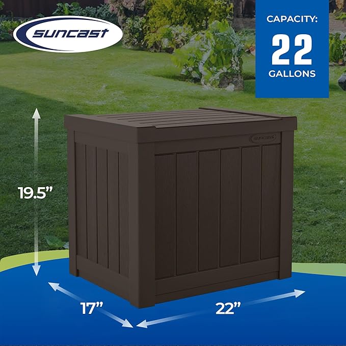 Suncast 17 x 22 Inch Resin 22-Gallon Patio Storage Deck Box, Java Brown (2 Pack)-Ruum Studio Home