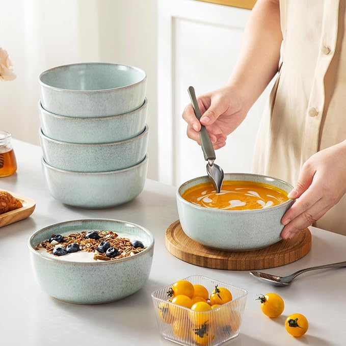 vancasso ANYA 18 Pieces Plates and Bowls Set, Mint Green Dinnerware Sets, Reactive Glaze Dishes Set for 6, Ceramic Dishware Sets Kitchen Dinner Set, Microwave & Dishwasher Safe-Ruum Studio Home