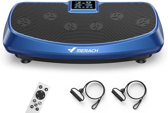 MERACH Vibration Plate Exercise Machine, 3D & 4D Vibration Plate with 2 Tension Ropes LED Display, Whole Body Vibration Platform for Women Men, Exercise Equipment for Home-Ruum Studio Home
