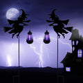Fairy Garden Accessories Lawn Ornaments 1 Pair - Solar Lights Halloween Decorations Outdoor Garden Statue, Metal Stakes Decorative Figurines for Yard Decor, Patio (Witch)-Ruum Studio Home