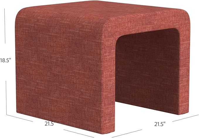 Modern Channel Pink Chenille Foot Stools Ottoman Home Décor, Soft Ottoman Foot Rest Chair for Bedroom and Living Room, Vanity Chair and Stool in Dressing Area, and Lounge-Ruum Studio Home