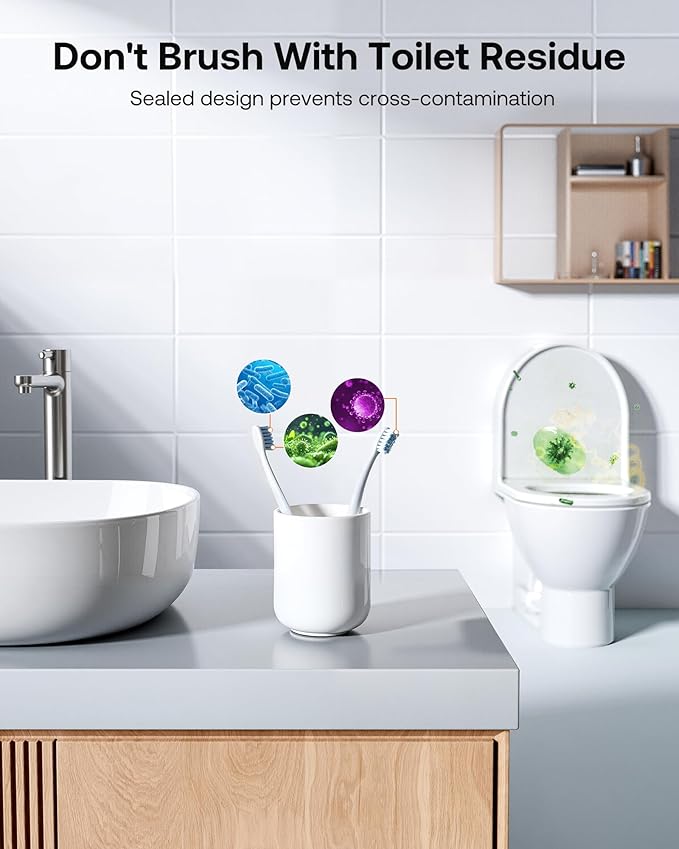 Bitvae Toothbrush Holder, Cleaning and Fast Drying, 5 Toothbrush Slots or Shaver Slot Accessories for Family, LED Smart Screen, Wall Mounted Holders for Bathrooms-Ruum Studio Home