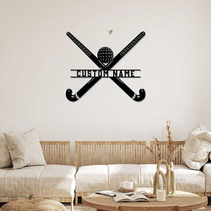 Custom Hockey LED Wall Sign - Hockey Metal Wall Art with Helmet & Sticks, 16-Color LED with Remote Control, Hockey Decor for Boys Room, Players, Fans, Coaches, Man Cave, Sports Lovers-Ruum Studio Home