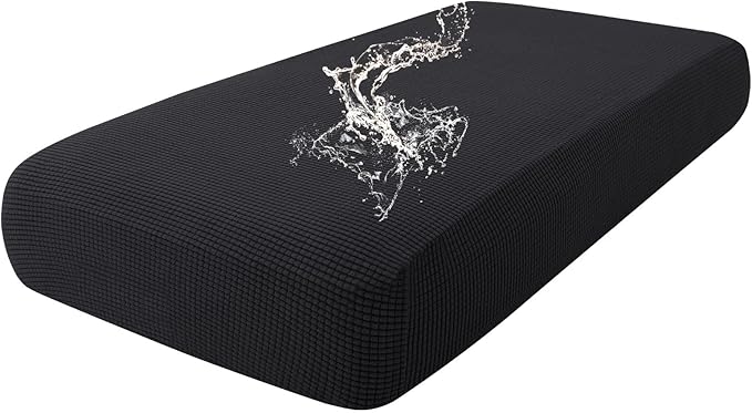 hyha Waterproof Couch Cushion Covers for Pets, Non Slip Sofa Seat Cover for Dogs Washable, Soft Thick Stretch Jacquard Fabric, Sofa Slipcovers with Elastic Bottom (1 Piece for Medium, Black)-Ruum Studio Home