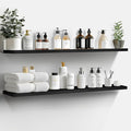 LaVie Home Floating Shelves, 47 Inch Wall Shelf Set of 2, Hanging Shelf with Invisible Brackets, Wall Decor for Bathroom, Bedroom, Living Room, Kitchen Storage,Classic Black-Ruum Studio Home