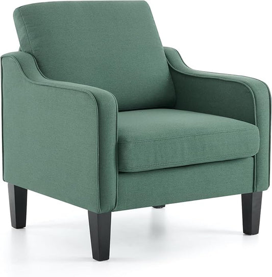 VINGLI Accent Chair for Living Room Chairs Dark Green Reading Chair for Bedroom Scooped Arm Chair Mid Century Modern Accent Chairs Upholstered Comfy Chair for Apartment, Waiting Room-Ruum Studio Home