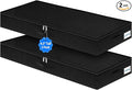 Under Bed Storage Containers, Low Profile Underbed Storage Bin 4.5 Inches Tall Clothes Storage Organizer With Rigid Side & Bottom, Shallow Thin Under Couch Dresser Storage Dorm With Lid - 2Pcs Black-Ruum Studio Home