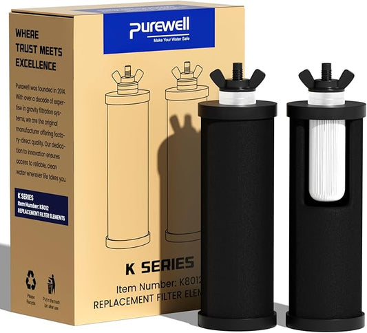 Purewell PF-3 Black 3-Stage Composite Purification Elements, Replacement Filters for ProOne® and Berkey® Filters, ProOne® or Berkey® Big+ Water Filter System and Purewell System (2 Pack, K Series)-Ruum Studio Home