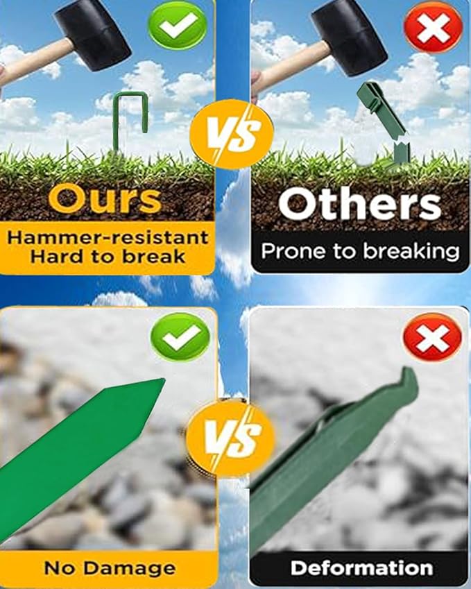 60Pcs Metal Garden Landscape Edging Stakes, Green,10in anchoring Stakes Landscape Anchoring Spikes for Terrace Board,Garden Liner, Landscape Edging Coil,Bender Board,Grass Barrier-Ruum Studio Home