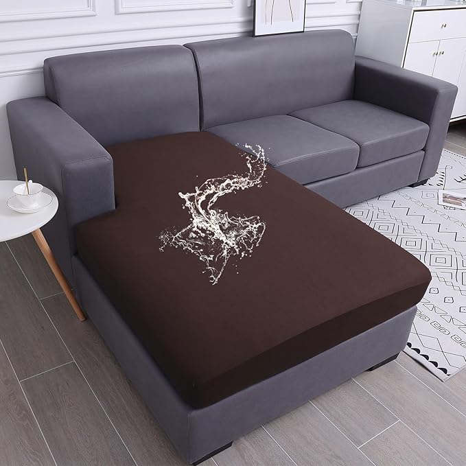 hyha Waterproof Couch Cushion Covers, Sectional Sofa Slipcovers Washable, L Shape Chaise Dog Couch Covers for Sectional Sofa, Universal Furniture Protector (1 Piece for Chaise, Chocolate)-Ruum Studio Home