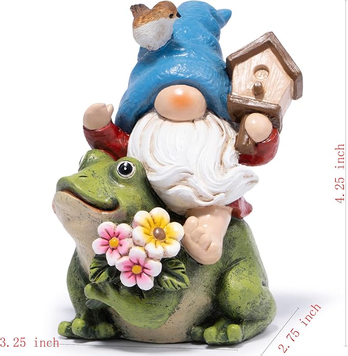 Hodao Spring Garden Gnome Decoration Flower Animal Ornaments Decor Gifts Spring Gnomes for Garden Decorations Summer Elf Figurine Gifts for Mom Outdoor Decor (Blue)-Ruum Studio Home
