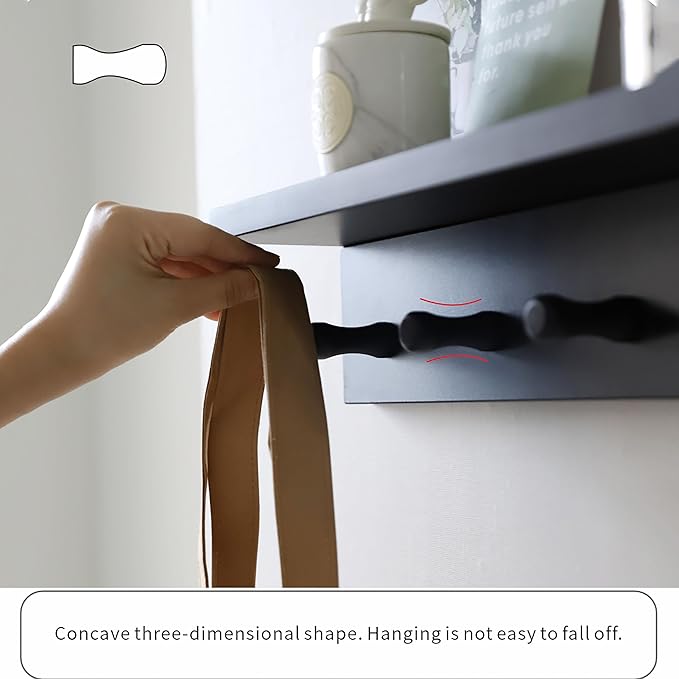 Entrance Coat Rack ，Coat Hooks, Wall-Mounted Wooden Hook Rack, Wall-Mounted Shelves are Very Suitable (Black Finish-2)-Ruum Studio Home