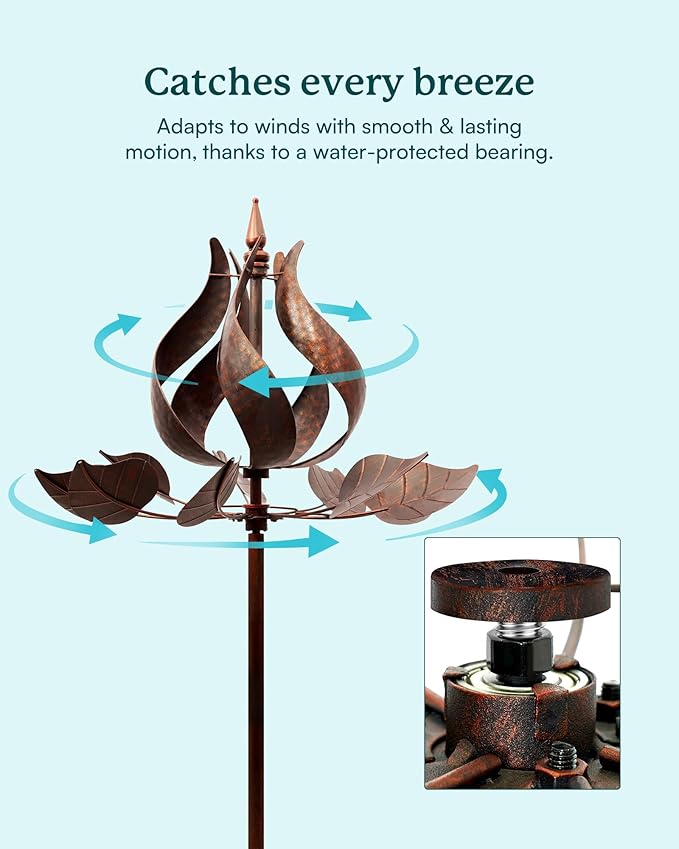 Wind Spinners Outdoor - Large Tulip Metal Wind Spinners with Stake, Garden Windmill Yard Spinner Lawn Decor (24" W x 75" H)-Ruum Studio Home