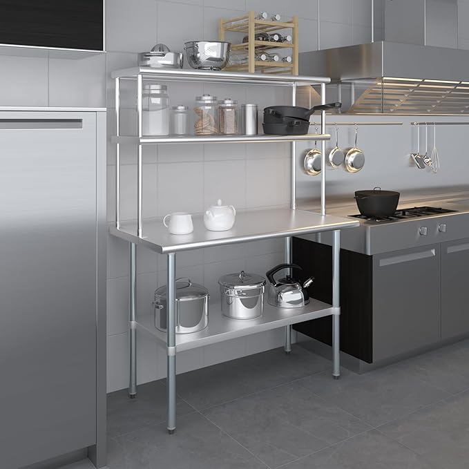 AmGood Double OverShelf Stainless Steel NSF - Many (48" Long x 14" Deep)-Ruum Studio Home