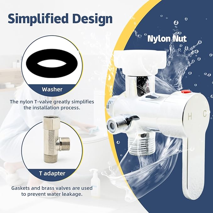 Handheld Bidet Sprayer for Toilet - Bidets for Existing Toilets Adjustable Water Pressure with Bidet Hose for Feminine Wash, Stainless Steel Muslim Shower Jet Spray for Toilet (Warm and Cold)-Ruum Studio Home