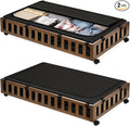 2 Pack Bamboo Under Bed Storage with Wheels, 39”x20”x7.8” Lager Under Bed Storage Containers (Brown)-Ruum Studio Home