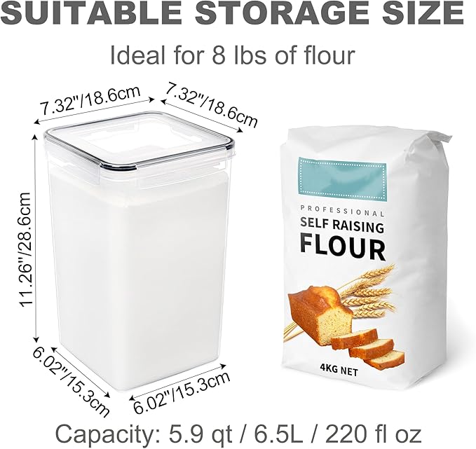 Large Food Storage Containers with Lids Airtight 6.5L / 5.9 quart, for Flour, Sugar, Baking Supply and Dry Food Storage, PANTRYSTAR 2PCS BPA Free Plastic Canisters for Kitchen Pantry Organization-Ruum Studio Home