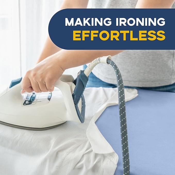 Full Size Ironing Board with Iron Rest, Heavy Duty Compact Ironing Board 43"x13" with Thick Cover and Pad, Height Adjustable Sturdy Iron Stand, Blue-Ruum Studio Home