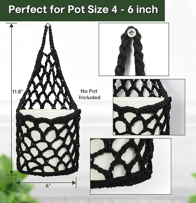 2PK Wall Planters for Indoor Plants, Macrame Plant Hanger | Wall Planter, Plant Hanger, Hanging Planter (2PK, for 6 inch Pot)-Ruum Studio Home