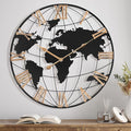 20 Inch Large Wall Clock for Living Room Decor,Big Modern Decorative Silent World Map Metal Wall Clock with Vintage Gold Roman Numeral for Office,Living Room,Kitchen,Dining Room-Ruum Studio Home