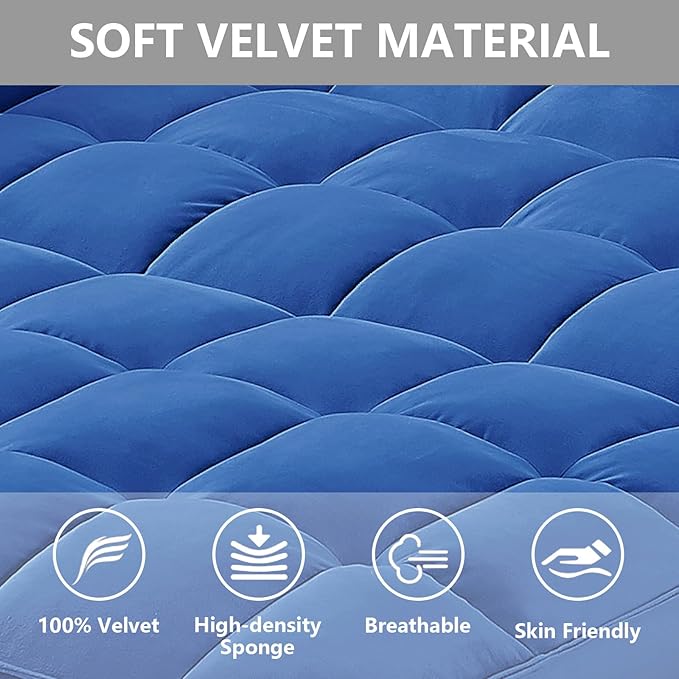 3 in 1 Convertible Sleeper Sofa Bed,Futon Loveseat Couch with Pull-Out Bed & Adjustable Backrest,Velvet Fabric Sofa with Side Pocket for Small Apartment, Living Room, Office (Blue)-Ruum Studio Home