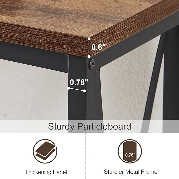SUPERJARE 70 Inch Console Table with Outlets and USB-C Port, Extra Long Behind Couch Sofa Table with X-Shaped Design, Narrow for Entryway, Living Room, Metal Frame, Wooden Top, Rustic Brown-Ruum Studio Home