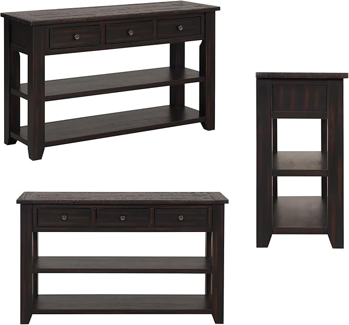 Farmhouse Wood Entryway Console Table 48-Inch Modern Sofa Entry Table with Drawers and Storage Shelves for Entrance Living Room (Black)-Ruum Studio Home