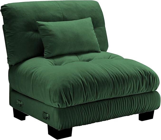 Armless Sofa W/1 Pillow - Green-Ruum Studio Home