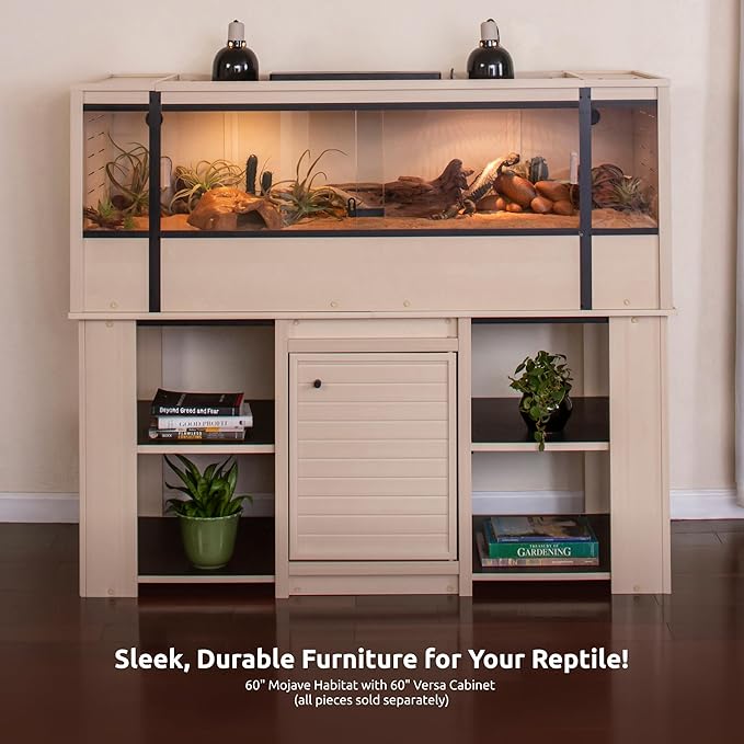 New Age Pet ECOFLEX 60-Inch Mojave Reptile Lounge in Maple- Durable, Moisture-Resistant Wood Plastic Composite Habitat with Vented Side Panels, Removable Sliding Glass Doors & Lock-Ruum Studio Home
