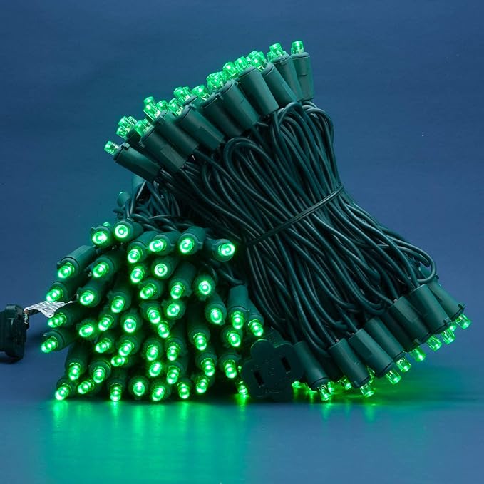 200 Count Green Wide Angle LED Christmas Lights, 66 ft Green Wire UL Certified Commercial Grade 5mm Holiday String Light Set (Green)-Ruum Studio Home