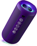 Ortizan Portable Bluetooth Speaker: IPX7 Waterproof, 24W Loud Sound, Deep Bass, Bluetooth 5.3, LED Lights, Wireless Stereo Pairing, 30H Playtime, for Home/Outdoor/Party/Beach, Birthday Gift (Purple)-Ruum Studio Home