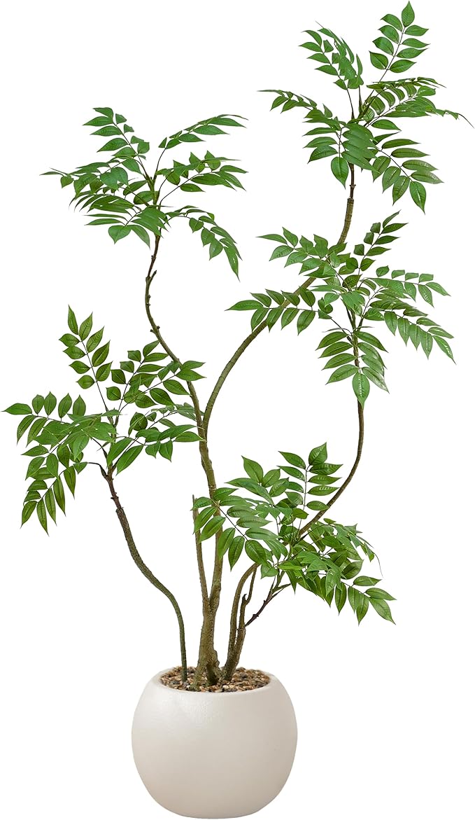 Artificial Mahonia Fortunei Tree 5FT,Tall Fake Plant Artificial Sumac Tree, Faux Plants Indoor Fake Plants Decor with Pots for Home Office Bathroom Bedroom Living Room Decorations Housewarming-Ruum Studio Home