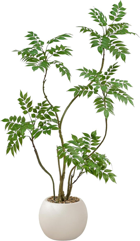 Artificial Mahonia Fortunei Tree 5FT,Tall Fake Plant Artificial Sumac Tree, Faux Plants Indoor Fake Plants Decor with Pots for Home Office Bathroom Bedroom Living Room Decorations Housewarming-Ruum Studio Home