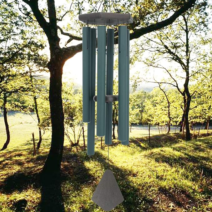 Sympathy Wind Chimes Outdoor Deep Tone,36Inch Melody Wind Chimes Large with 6 Heavy Tubes Tuned Bass Tone,Memorial Windchimes Personalized for Mother Father,Garden Decor Chime,Forest Green-Ruum Studio Home