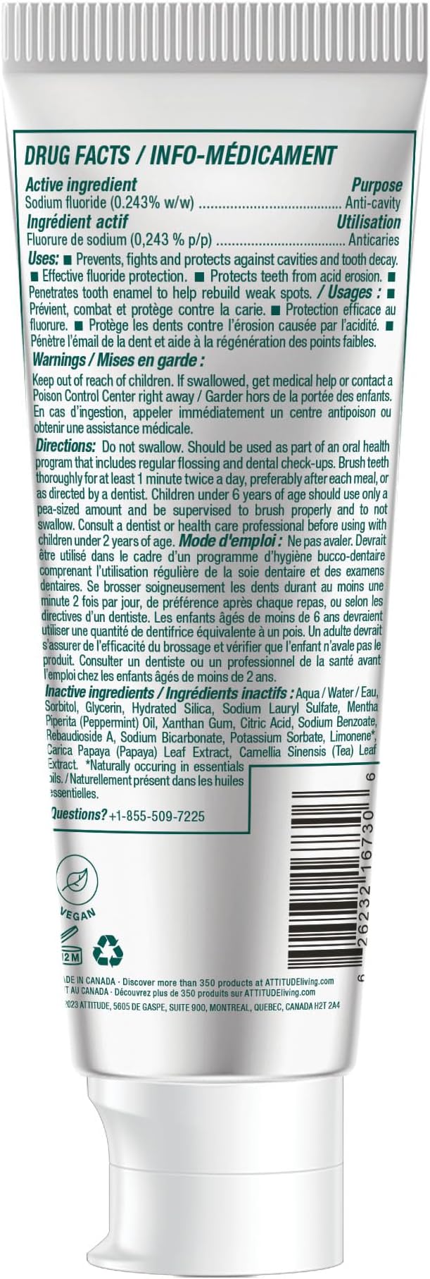 ATTITUDE Fresh Breath Toothpaste with Fluoride, Peppermint Flavor, Vegan & Cruelty-Free, Sugar-Free, Plant & Mineral-Based Ingredients, Clean Oral Care, 4.2 Oz-Ruum Studio Home