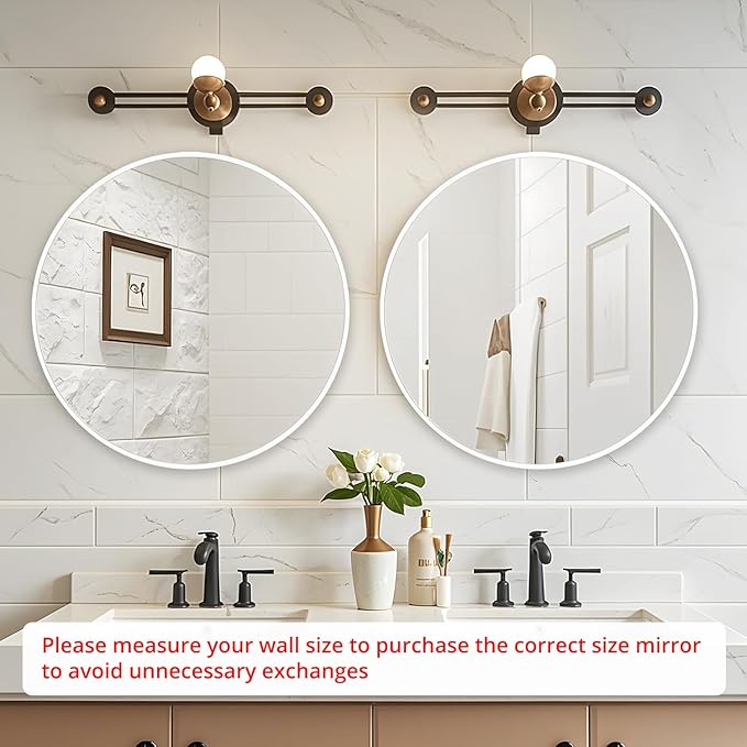 Fabuday White Round Mirror 30 Inch - Large Circle Mirror for Bathroom, Living Room, Hallway, Entryway, Matte Aluminum Frame Circular Mirrors for Wall Decor-Ruum Studio Home