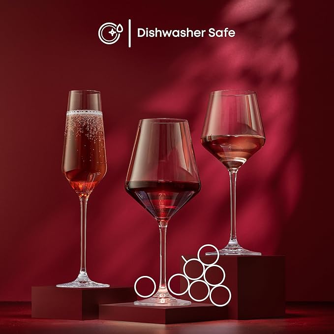 JoyJolt Layla White Wine Glasses, Set of 4 Italian Glasses, 13.5 oz Clear – Made in Europe-Ruum Studio Home